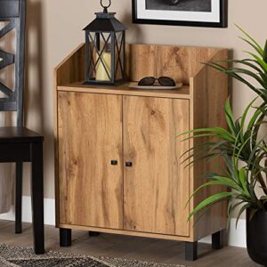 Baxton Studio Rossin Shoe Cabinets, Oak/Black