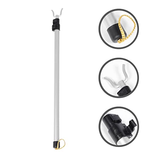 PATKAW Closet Reacher Pole 125X7X2.5cm Wardrobe Hanger Pole with Hook and Grip Handle Aluminum Alloy Clothing Hanger Telescopic Rod to Easily Reach Clothes and Closet Poles