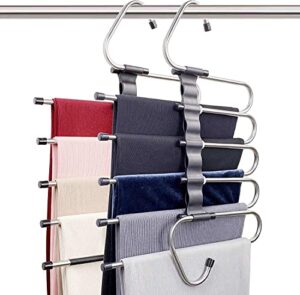 pants hangers - 2 pack of hangers for closet organizer, wardrobe space saving for skirt and pants hangers, metal hangers, rack organizer, metal hangers and closet hangers