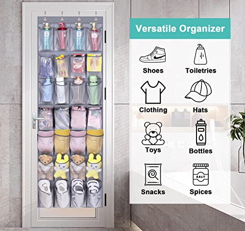 MISSLO 28 Large Pockets Hanging Shoe Organizer and 28 Large Pockets Hanging Shoe Rack Door Shoe Organizer Hanging Shoe Storage Hanger for Closet Mesh Holder