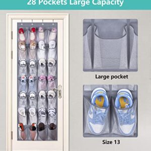 MISSLO 28 Large Pockets Hanging Shoe Organizer and 28 Large Pockets Hanging Shoe Rack Door Shoe Organizer Hanging Shoe Storage Hanger for Closet Mesh Holder