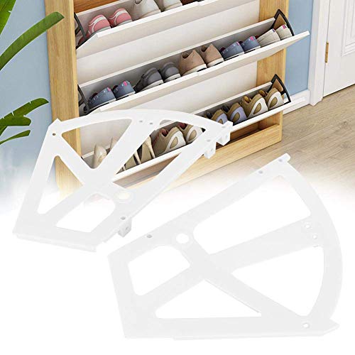 AUNMAS Plastic Cabinet Hinge, Hollow Simple Two Layers Shoe Cabinet Hinge Shelf Rack Holder Accessory for Home White (2#)