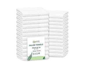 white hand towels for bathroom 24 pack 16x26 inch, (not bleachproof) cotton hand towel bulk for gym and spa, soft extra absorbent quick dry terry bath towels