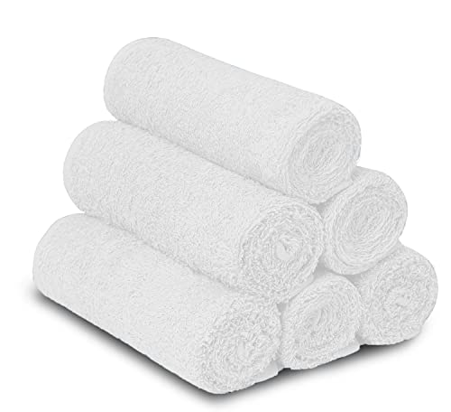 White Hand Towels for Bathroom 24 Pack 16x26 Inch, (Not BleachProof) Cotton Hand Towel Bulk for Gym and Spa, Soft Extra Absorbent Quick Dry Terry Bath Towels