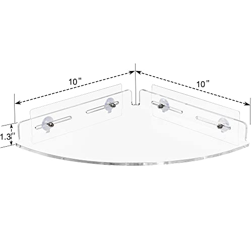 weddingwish 2 Pack Corner Shower Caddy, Transparent Acrylic Shelf, Wall Mounted No Drilling Traceless Adhesive Bathroom Storage Organizer, Storage Rack for Toilet, Shampoo, Dorm, and Kitchen