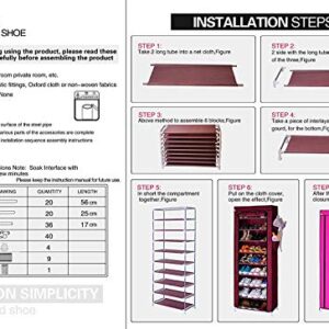 Shoe Rack 10 Tier, Shoe Organizer With Cover, Shoe Rack 24 Inches Wide, Shoe Stand For Bedroom, Space Saving Shoe Rack Organizer, Sneaker Rack (Coffee)