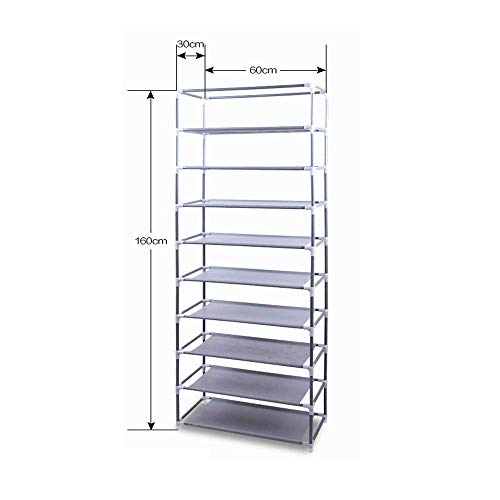 Shoe Rack 10 Tier, Shoe Organizer With Cover, Shoe Rack 24 Inches Wide, Shoe Stand For Bedroom, Space Saving Shoe Rack Organizer, Sneaker Rack (Coffee)