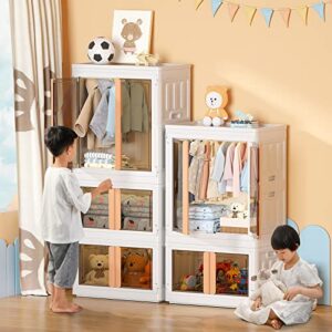 Closet Organizers and Storage, Plastic Drawers for Kids Bedroom, Collapsible Kids Clothing Storage, Stackable Closet Storage Shelves, 39.6 Gal Baby Wardrobe Organizer, Storage Cabinet for Kids Dresser