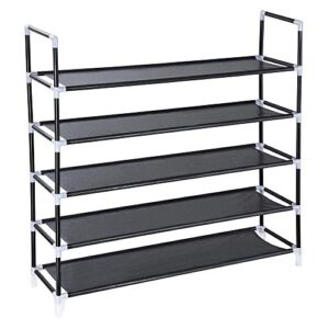 5 tiers shoe rack space saving shoe storage organizer shoe tower cabinet stackable shelves 39.75 l x 11.13 w x 38.5 h inchesholds 20-25 pairs (black)