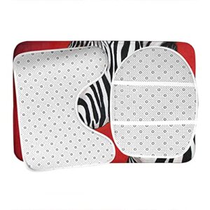 WONDERTIFY Zebra Bathroom Antiskid Pad African Black White Stripe Wild Animals Exotic Wildlife 3 Pieces Bathroom Rugs Set, Bath Mat+Contour+Toilet Lid Cover Red