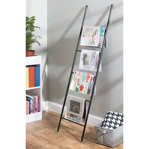 mDesign Metal Leaning Towel Ladder for Bathroom - Decorative, Modern Bath Towel Ladder Rack - Standing Display Holder for Bathroom Towels - Bathroom Wall Ladder Rack - Omni Collection - Matte Black