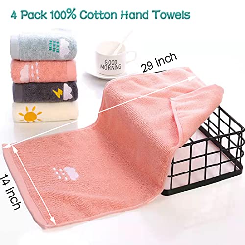 LRUUIDDE Bathroom Hand Towels Set of 4, Hand Towel Soft 100% Cotton Towel Highly Absorbent Hand Towel, Hand Towels for Bath, Hand, Face, Gym and Spa, Size 14" x 29"