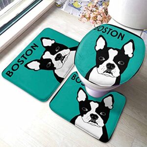 aoyego boston terrier bathroom rugs set of 3 cute cartoon french bulldog non slip 31.5x19.7 inch soft absorbent polyester for tub shower toilet