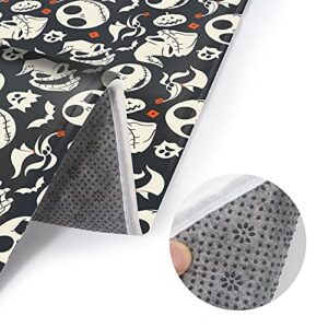 3 Piece Cartoon Skull Bath Mat Set, Cute Ghost Bathroom Mats Set Non-Slip Bathroom Rugs/Contour Mat/Toilet Cover