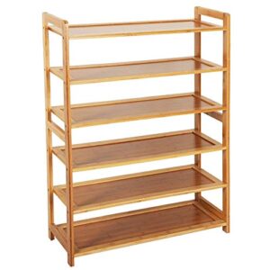 kchex 6 tier wood bamboo shelf entryway storage shoe rack home furniture organizer bench holder seat natural hallway home