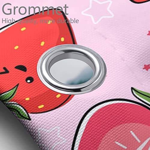 Zmcongz Lovely Strawberry Bathroom Sets with Shower Curtain and Rugs and Accessories Cute Fruit on Pink Background Bathroom Decor Bath Curtain with Rugs Toilet Lid Cover Bath Mat, 72x72 Inch