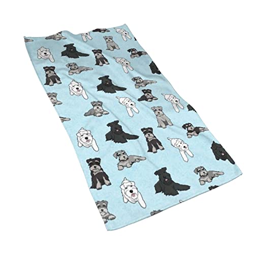 IconSymbol Cartoon Schnauzers Hand Towels Ultra Soft Highly Absorbent Bathroom Towel， Multipurpose Kitchen Dish Guest Towel for Gym, Hotel, Spa and Home Decor(27.5 x 15.7 in)