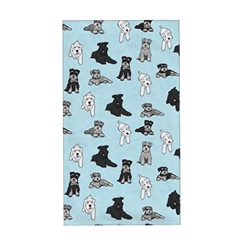 IconSymbol Cartoon Schnauzers Hand Towels Ultra Soft Highly Absorbent Bathroom Towel， Multipurpose Kitchen Dish Guest Towel for Gym, Hotel, Spa and Home Decor(27.5 x 15.7 in)