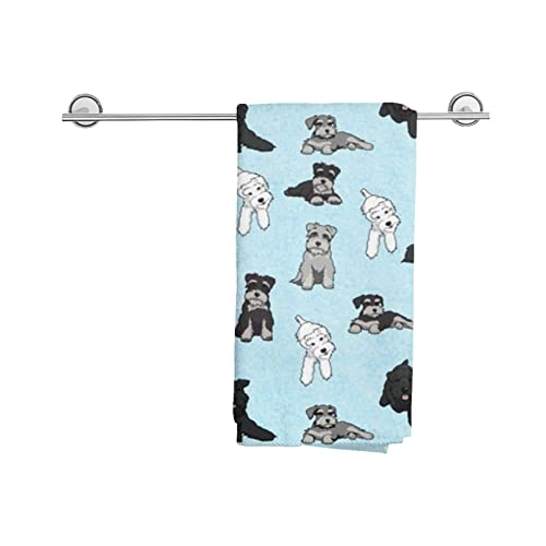 IconSymbol Cartoon Schnauzers Hand Towels Ultra Soft Highly Absorbent Bathroom Towel， Multipurpose Kitchen Dish Guest Towel for Gym, Hotel, Spa and Home Decor(27.5 x 15.7 in)