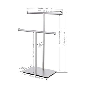 KES Hand Towel Stand for Bathroom Countertop Double-T Towel Holder Towel Rack with Square Base SUS304 Stainless Steel Brushed Finish, BTH209B-2