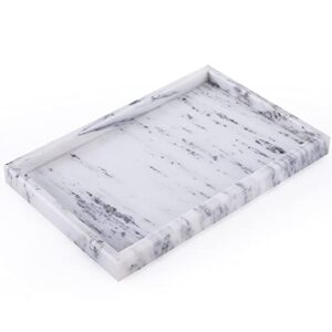 heshibi marble tray,bathroom tray,100% natural marble vanity tray for bathroom,kitchen,toilet tank,vanity. white 12"x 8" x1.2"