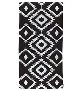 ofloral hand towels cotton washcloths black white repeating geometric tiles with dotted rhombus comfortable super-absorbent soft towels for bathroom kitchen spa gym yoga face towel 15x30 inch,
