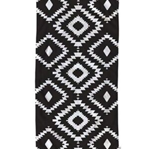 oFloral Hand Towels Cotton Washcloths Black White Repeating Geometric Tiles with Dotted Rhombus Comfortable Super-Absorbent Soft Towels for Bathroom Kitchen Spa Gym Yoga Face Towel 15X30 Inch,