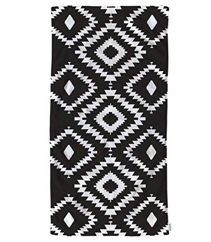 oFloral Hand Towels Cotton Washcloths Black White Repeating Geometric Tiles with Dotted Rhombus Comfortable Super-Absorbent Soft Towels for Bathroom Kitchen Spa Gym Yoga Face Towel 15X30 Inch,