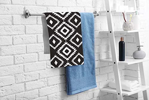 oFloral Hand Towels Cotton Washcloths Black White Repeating Geometric Tiles with Dotted Rhombus Comfortable Super-Absorbent Soft Towels for Bathroom Kitchen Spa Gym Yoga Face Towel 15X30 Inch,