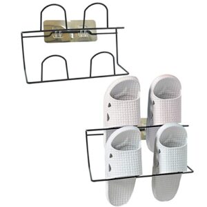homokus wall mounted hanging shoes rack, 2 pack self adhesive wall mounted shoes holder, black door shoe hangers for bathroom, entrance