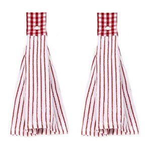 vimeet 2 pcs kitchen cotton classical striped towel/absorbent towel/hanging towel/hand towel,red stripes