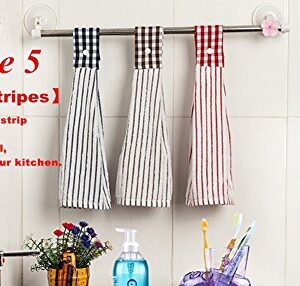 Vimeet 2 Pcs Kitchen Cotton Classical Striped Towel/Absorbent Towel/Hanging Towel/Hand Towel,Red Stripes