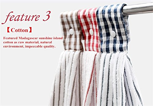 Vimeet 2 Pcs Kitchen Cotton Classical Striped Towel/Absorbent Towel/Hanging Towel/Hand Towel,Red Stripes