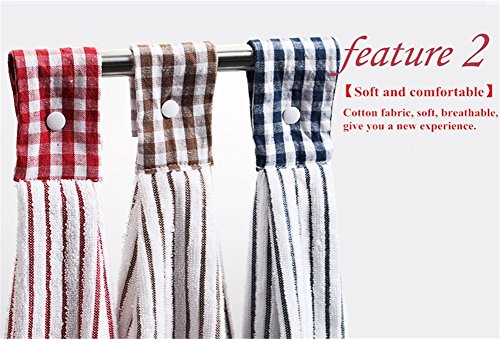 Vimeet 2 Pcs Kitchen Cotton Classical Striped Towel/Absorbent Towel/Hanging Towel/Hand Towel,Red Stripes