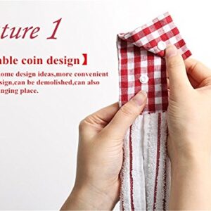 Vimeet 2 Pcs Kitchen Cotton Classical Striped Towel/Absorbent Towel/Hanging Towel/Hand Towel,Red Stripes