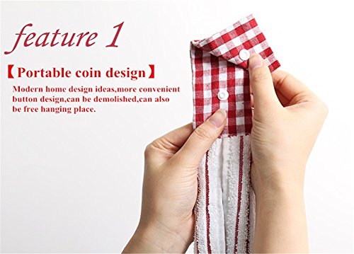 Vimeet 2 Pcs Kitchen Cotton Classical Striped Towel/Absorbent Towel/Hanging Towel/Hand Towel,Red Stripes