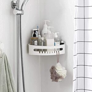 LEVERLOC Corner Shower Caddy Suction Cup NO-Drilling Shower Caddy & Soap Holder & Toothbrush Holder Heavy Duty Max Hold 22lbs Caddy Organizer Waterproof & Oilproof Shower Corner Rack