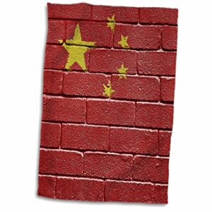 3drose chinese china flag on brick wall national country - towels (twl-155112-1)