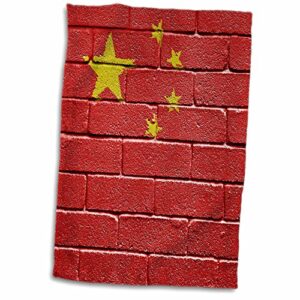 3dRose Chinese China flag on brick wall national country - Towels (twl-155112-1)