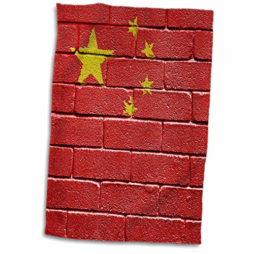 3dRose Chinese China flag on brick wall national country - Towels (twl-155112-1)