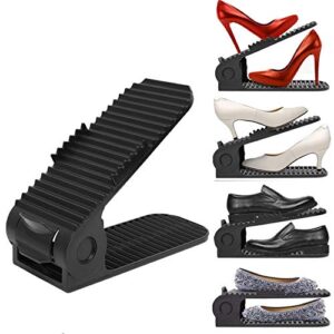 ximi shoe slots organizer, adjustable shoe stacker space saver, double deck shoe rack holder for closet organization (20-pack)(black)
