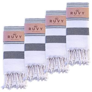 ruvy turkish hand towels for bathroom set of 4 | 18"x40", cotton | bathroom hand towels & decorative hand towels for bathroom, kitchen towels, dishcloth, tea, yoga, face, gym - black