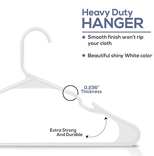 Utopia Home Plastic Hangers - Durable & Space Saving Coat Hanger - Shoulder Grooves & Hooks – Sleek and Slim Hangers for Coats, Pants, Dress (Pack of 100, Gray & White)