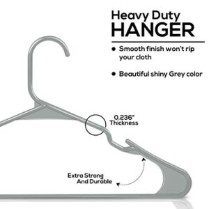 Utopia Home Plastic Hangers - Durable & Space Saving Coat Hanger - Shoulder Grooves & Hooks – Sleek and Slim Hangers for Coats, Pants, Dress (Pack of 100, Gray & White)