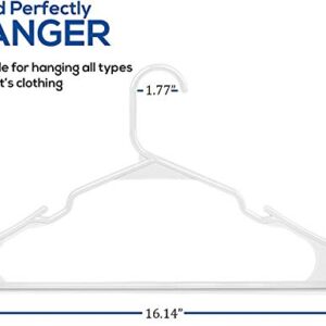 Utopia Home Plastic Hangers - Durable & Space Saving Coat Hanger - Shoulder Grooves & Hooks – Sleek and Slim Hangers for Coats, Pants, Dress (Pack of 100, Gray & White)