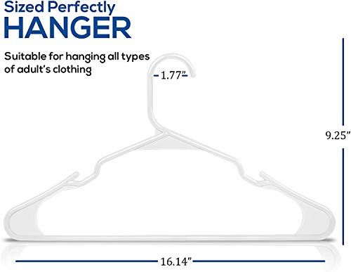 Utopia Home Plastic Hangers - Durable & Space Saving Coat Hanger - Shoulder Grooves & Hooks – Sleek and Slim Hangers for Coats, Pants, Dress (Pack of 100, Gray & White)