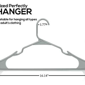 Utopia Home Plastic Hangers - Durable & Space Saving Coat Hanger - Shoulder Grooves & Hooks – Sleek and Slim Hangers for Coats, Pants, Dress (Pack of 100, Gray & White)