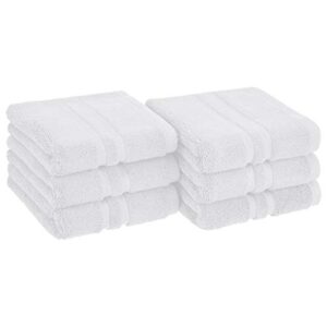 amazon basics gots certified organic cotton hand towel - 6-pack, pristine snow