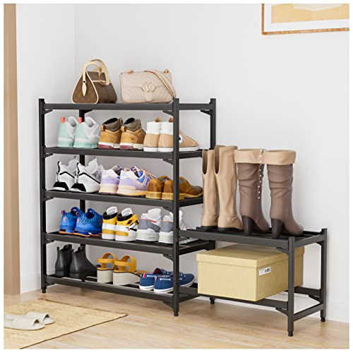 Ceinun Shoe Rack, 5-Tier Shoe Storage Rack Metal Shoe Organize Shelf for 20 Pairs of Shoes, Multi-Functional Shoe Stand for Entryway, Garage, Bedroom, Cloakroom