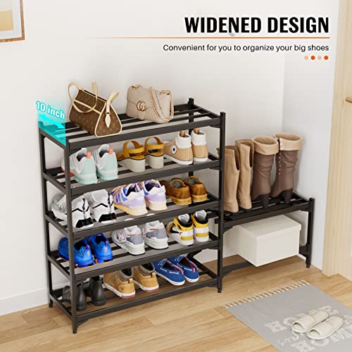 Ceinun Shoe Rack, 5-Tier Shoe Storage Rack Metal Shoe Organize Shelf for 20 Pairs of Shoes, Multi-Functional Shoe Stand for Entryway, Garage, Bedroom, Cloakroom